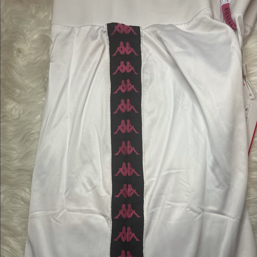 Pink white black kappa zip up skirt y2k